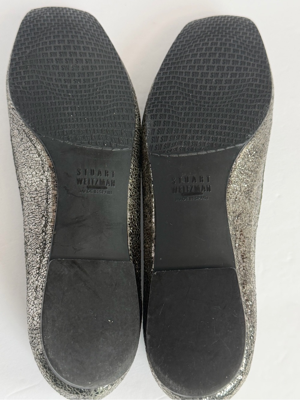 STUART WEITZMAN Tulip Bow Pewter Metallic Nappa Leather Ballet Flats Women’s 8 - Picture 15 of 16